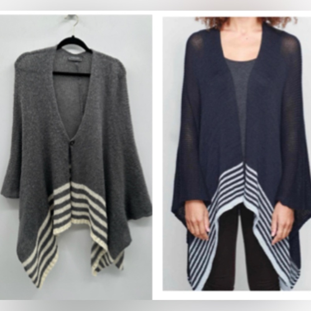 Wooden Ships S-M grey-white cotton serape woman lightweight corpcore wool wrap